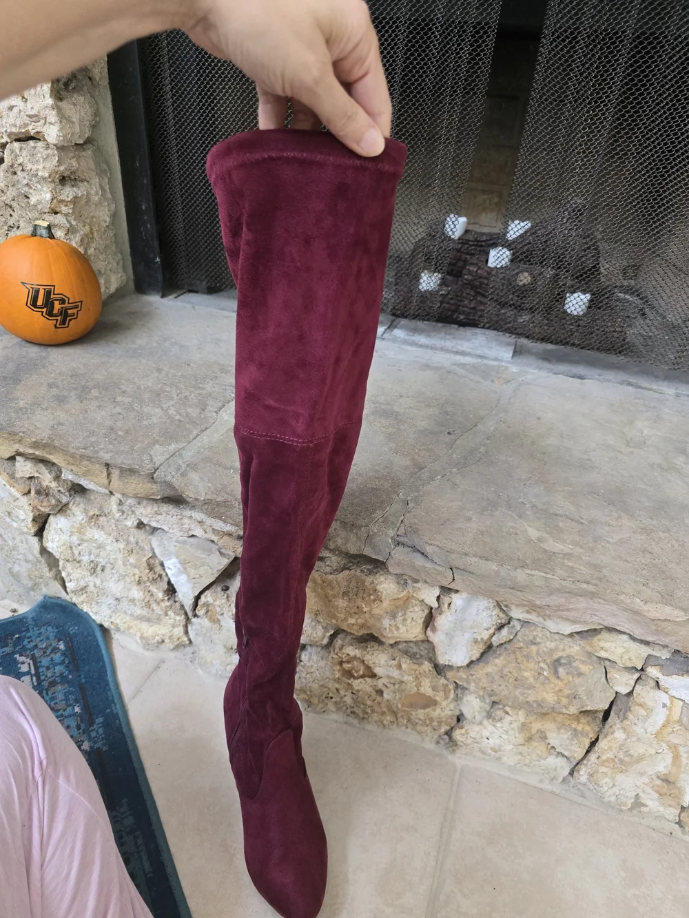 Charlotte Russe Burgundy Thigh High Block Heel Boots
